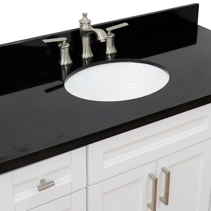 Bellaterra Home 49 in. Single Sink Vanity in White Finish with Black Galaxy Granite and and Oval Sink