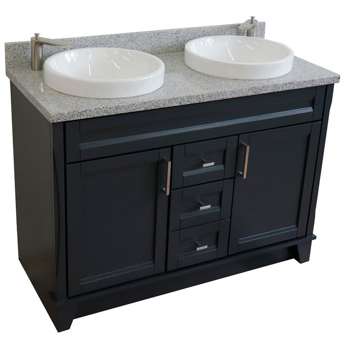 Bellaterra Home 49 in. Double Sink Vanity in Dark Gray Finish with Gray Granite and Round Sink