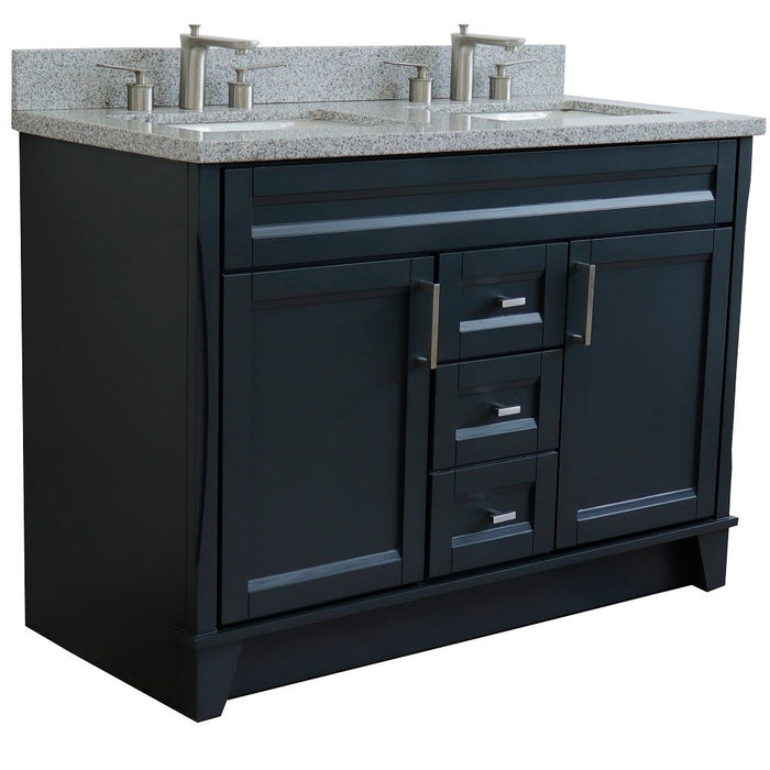 Bellaterra Home 49 in. Double Sink Vanity in Dark Gray Finish with Gray Granite and Rectangle Sink