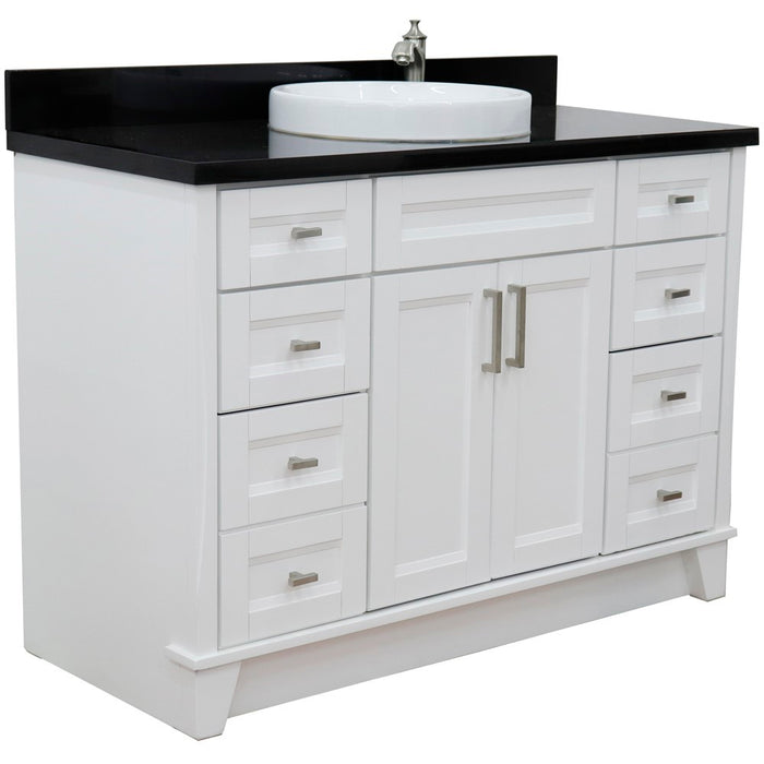 Bellaterra Home 49 in. Single Sink Vanity in White Finish with Black Galaxy Granite and Round Sink