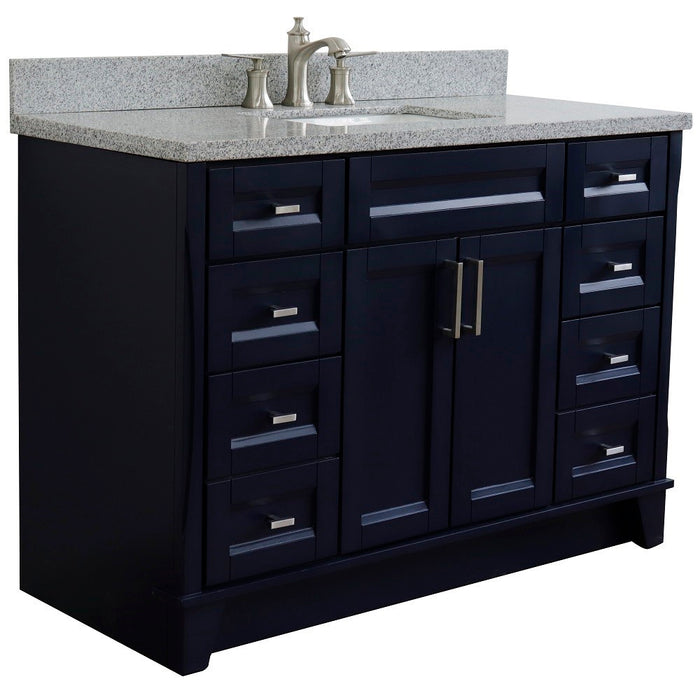 Bellaterra Home 49 in. Single Sink Vanity in Blue Finish with Gray Granite and Rectangle Sink