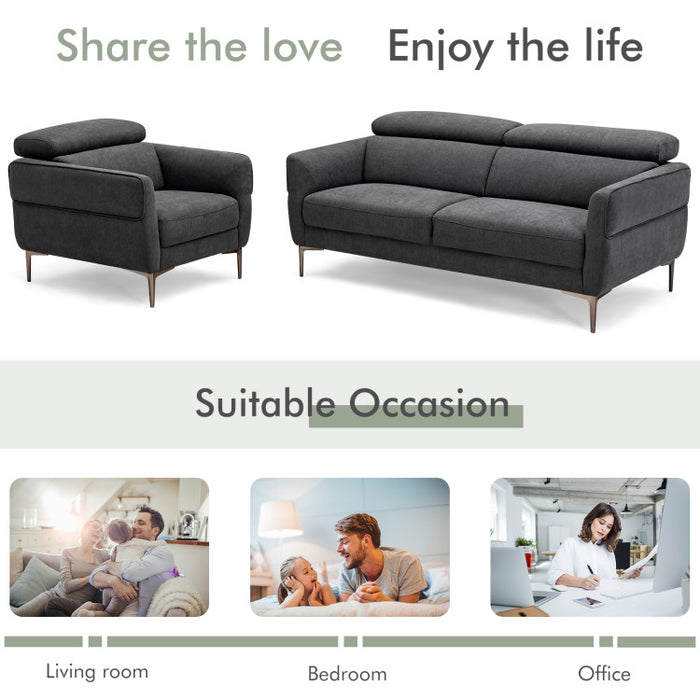 Costway Modern Couched Sofa set with Adjustable Headrest