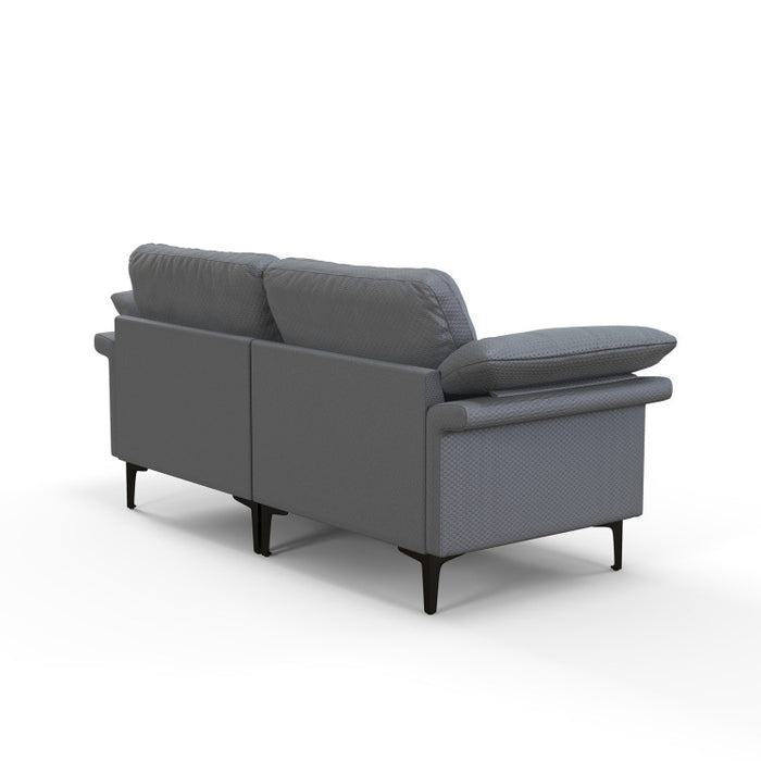 Costway Modern Fabric Loveseat Sofa for with Metal Legs and Armrest Pillows