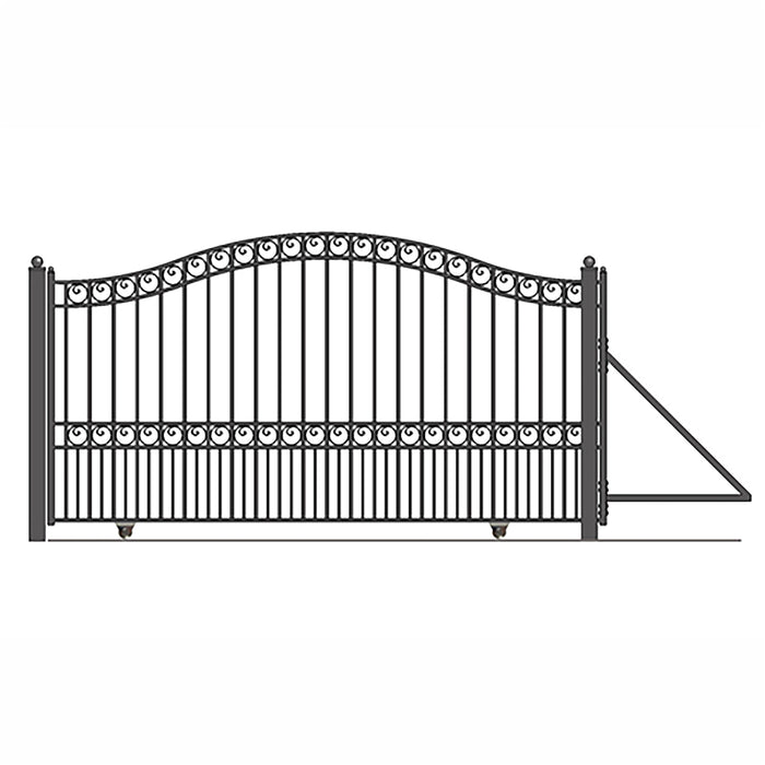 Aleko Steel Sliding Driveway Gate - 16 ft with Pedestrian Gate - 5 ft - PARIS Style DG16PARSSLPED-AP