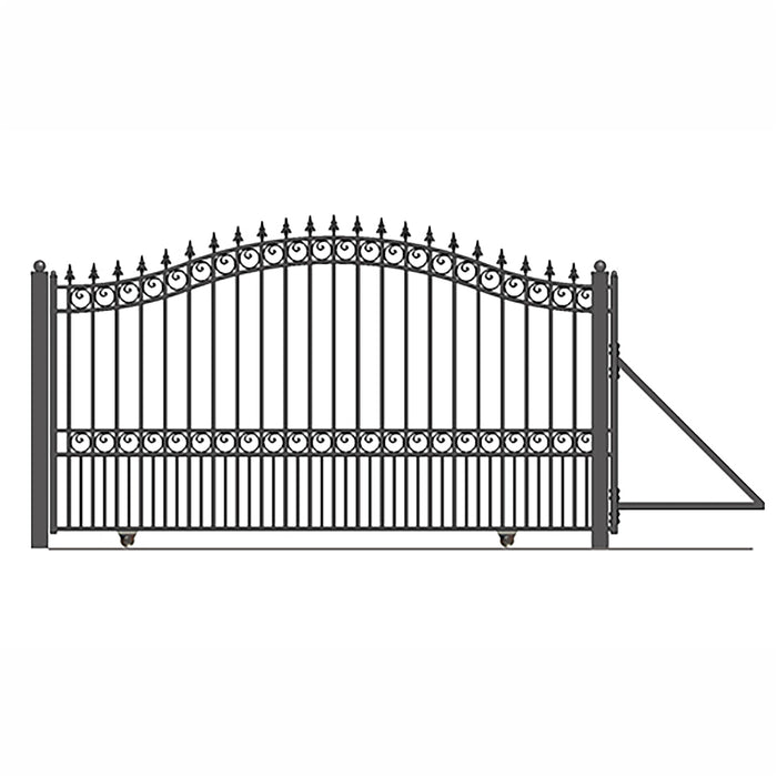 Aleko Steel Sliding Driveway Gate - 18 ft with Pedestrian Gate - 5 ft - LONDON Style DG18LONSSLPED-AP