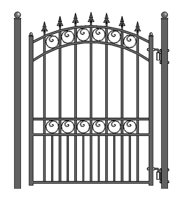 Aleko Steel Sliding Driveway Gate - 12 ft with Pedestrian Gate - 5 ft - LONDON Style DG12LONSSLPED-AP