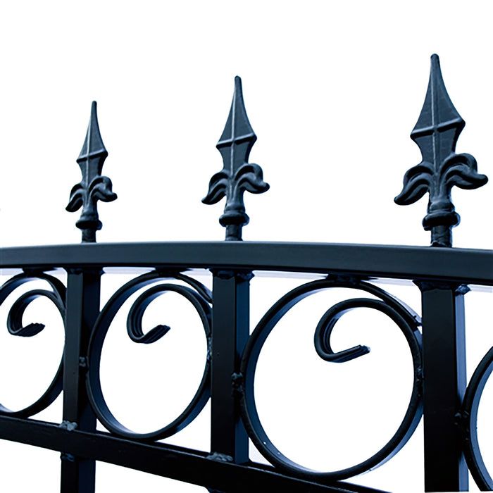Aleko Steel Dual Swing Driveway Gate - PRAGUE Style - 14 ft with Pedestrian Gate - 5 ft SET14X4PRAD-AP