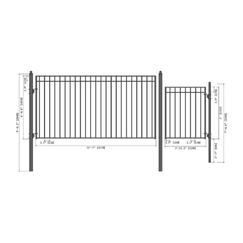 Aleko Steel Single Swing Driveway Gate - MADRID Style - 12 ft with Pedestrian Gate - 5 ft SET12X4MADS-AP