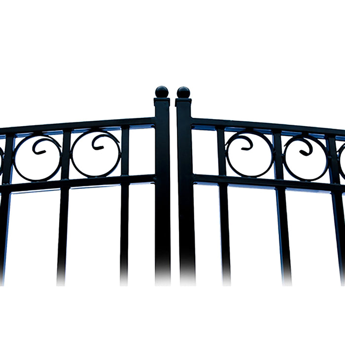 Aleko Steel Dual Swing Driveway Gate - PARIS Style - 12 ft with Pedestrian Gate - 5 ft SET12X4PARD-AP