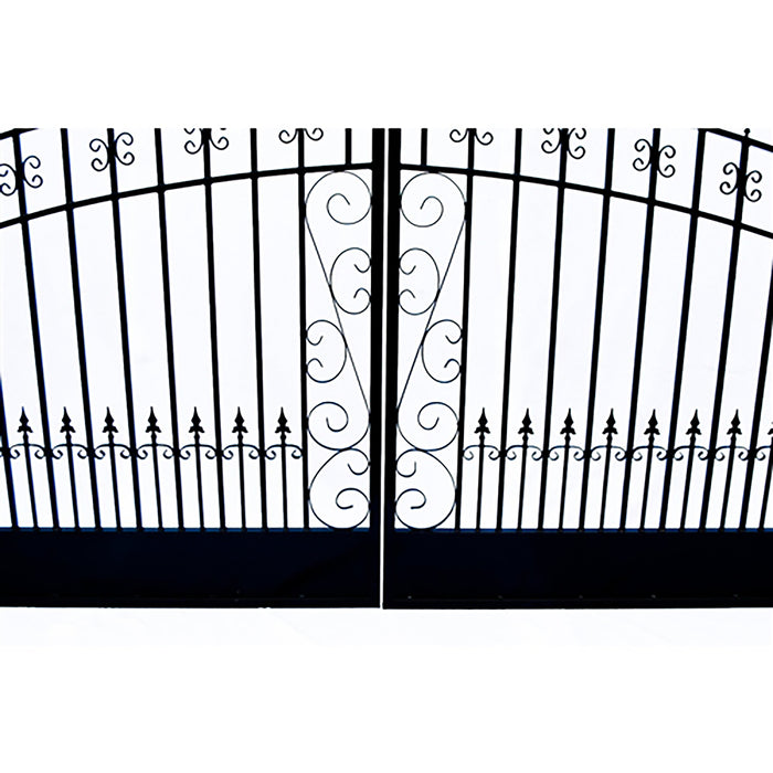 Aleko Steel Dual Swing Driveway Gate - VENICE Style - 16 ft with Pedestrian Gate - 5 ft SET16X4VEND-AP