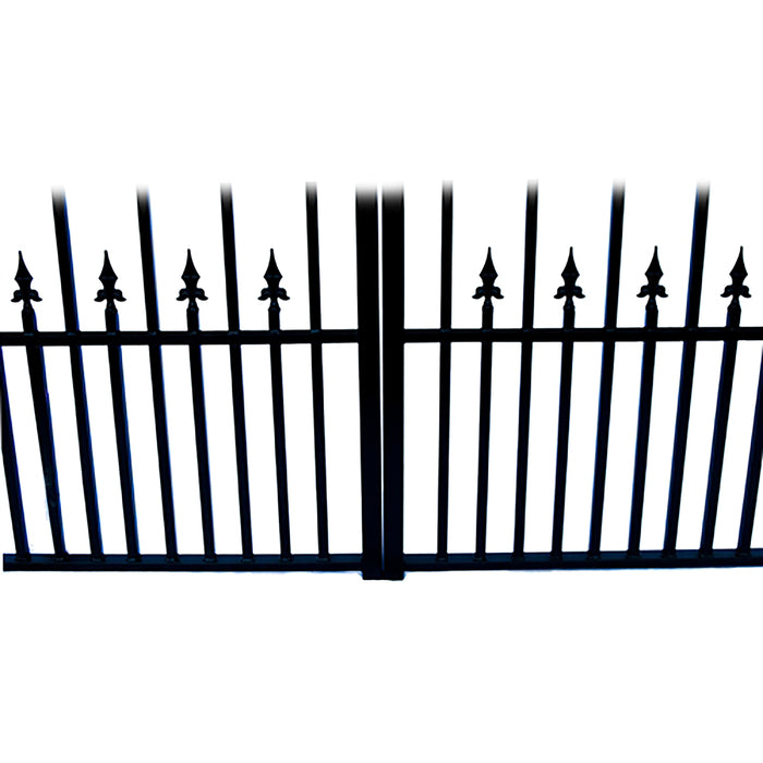 Aleko Steel Dual Swing Driveway Gate - PRAGUE Style - 12 ft with Pedestrian Gate - 5 ft SET12X4PRAD-AP