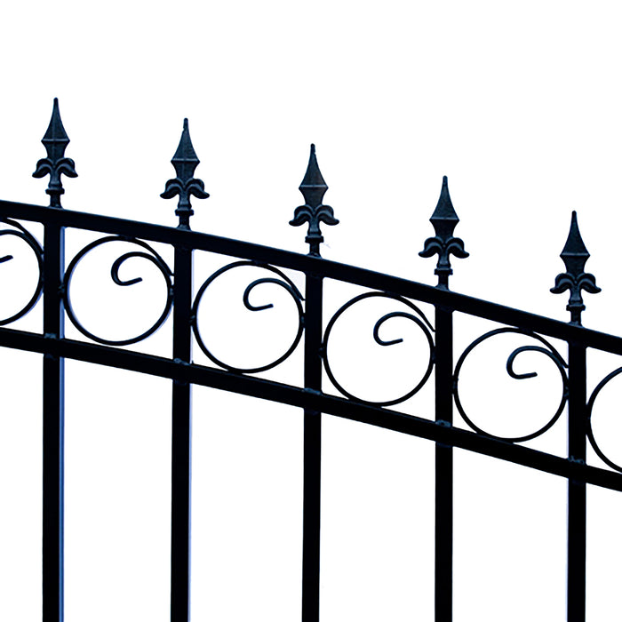 Aleko Steel Dual Swing Driveway Gate - LONDON Style - 12 ft with Pedestrian Gate - 5 ft SET12X4LOND-AP