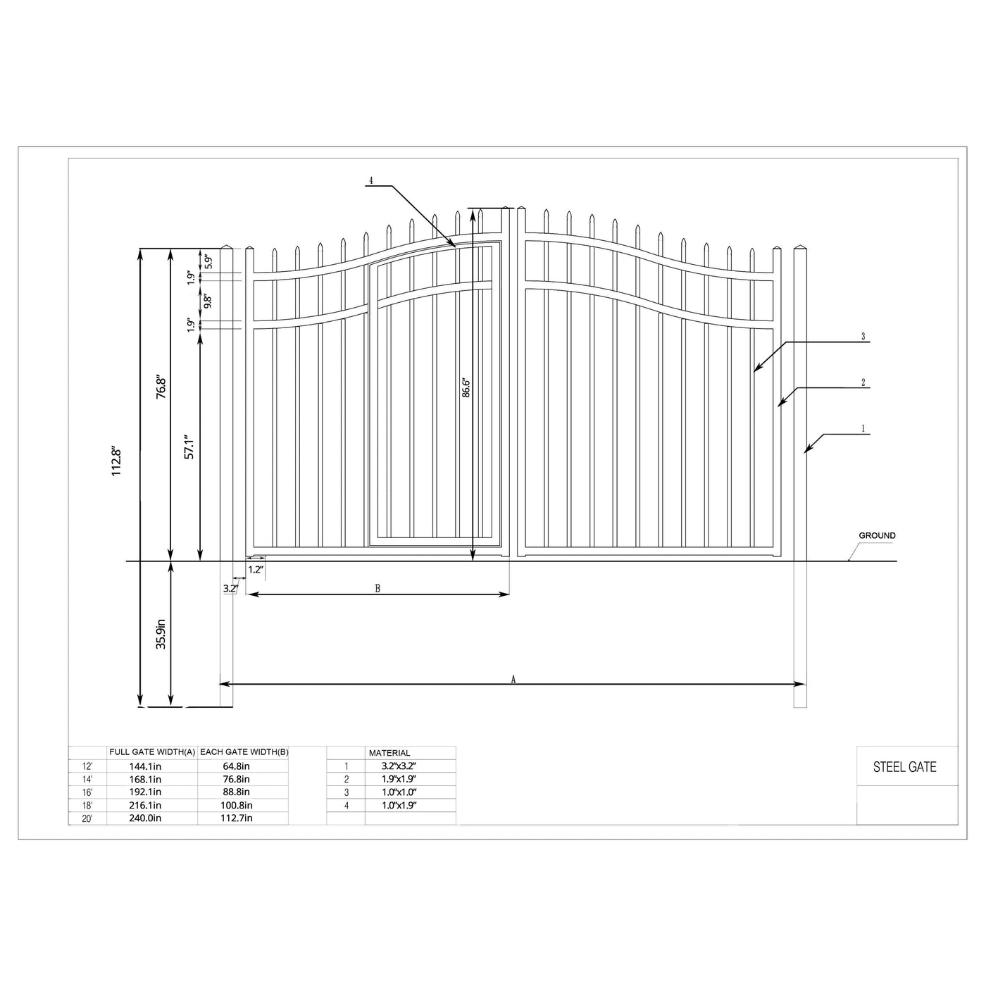 Aleko Steel Dual Swing Driveway Gate with Built-In Pedestrian Door - V ...