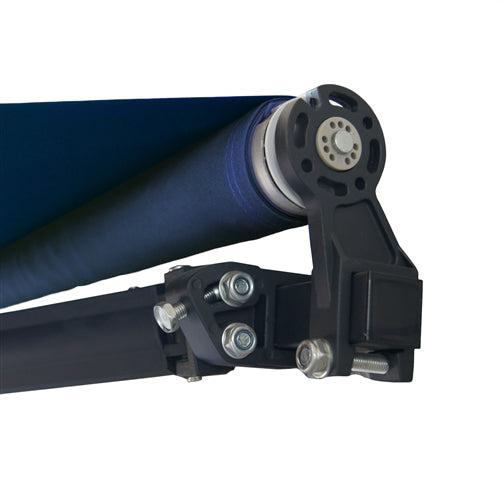 Aleko Motorized Retractable Black Frame Patio Awning 10 x 8 Feet - Blue ABM10X8BLUE30-AP