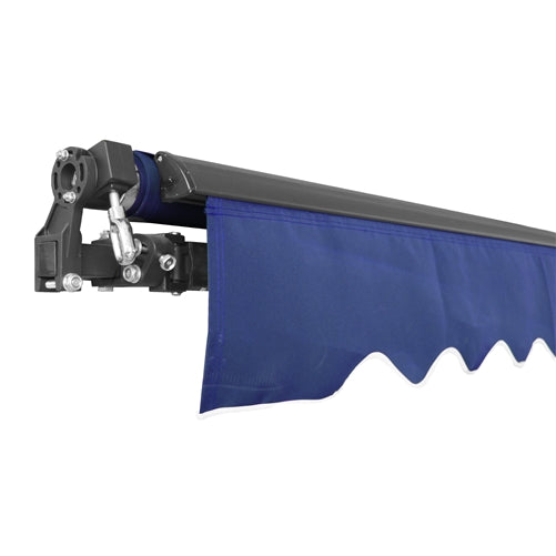 Aleko Motorized Retractable Black Frame Patio Awning 20 x 10 Feet - Blue ABM20X10BLUE30-AP