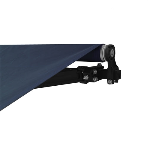 Aleko Motorized Retractable Black Frame Patio Awning 20 x 10 Feet - Blue ABM20X10BLUE30-AP