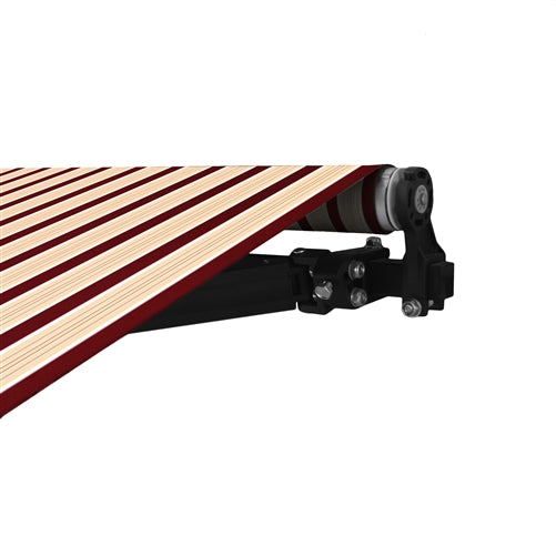 Aleko Motorized Retractable Black Frame Patio Awning 20 x 10 Feet - Multi-Striped Red ABM20X10MSRED19-AP