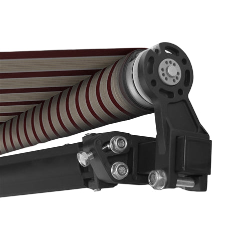 Aleko Motorized Retractable Black Frame Patio Awning 20 x 10 Feet - Multi-Striped Red ABM20X10MSRED19-AP