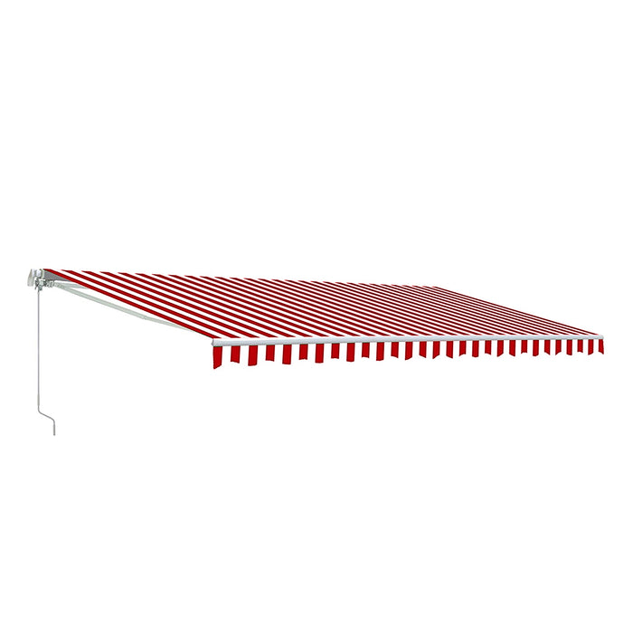 Aleko Retractable White Frame Patio Awning - 10 x 8 Feet - Red and White Striped AW10X8RWSTR05-AP