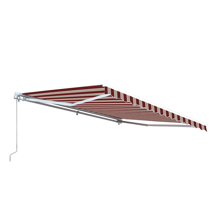 Aleko Retractable White Frame Patio Awning - 6.5 x 5 Feet - Multi-Striped Red AW6.5X5MSTRE19-AP