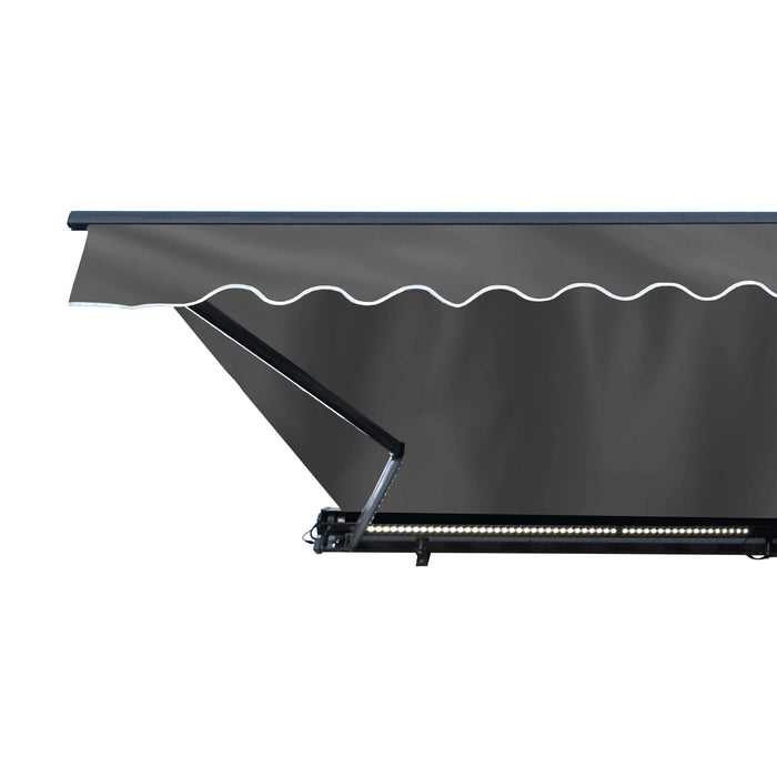 Aleko Half Cassette Motorized Retractable LED Luxury Patio Awning - 13 x 10 Feet - Gray AWCL13X10GY80-AP