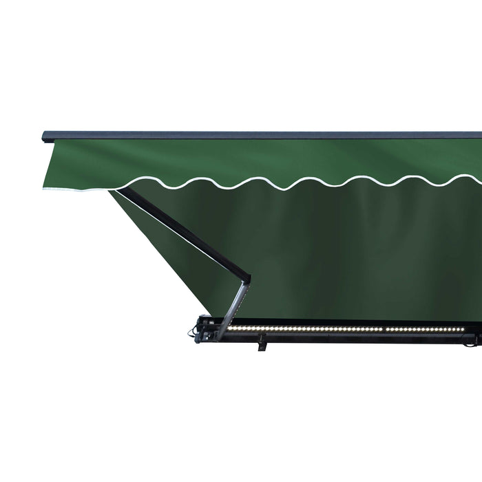 AlekoHalf Cassette Motorized Retractable LED Luxury Patio Awning - 20 x 10 Feet - Green AWCL20X10GR39-AP