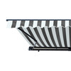 Aleko Half Cassette Motorized Retractable LED Luxury Patio Awning - 20 x 10 Feet - Gray and White Stripes AWCL20X10GRYWHT-AP