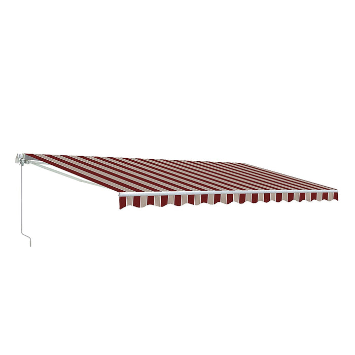 Aleko Motorized Retractable White Frame Patio Awning - 20 x 10 Feet - Multi-Striped Red AWM20X10MSRED19-AP