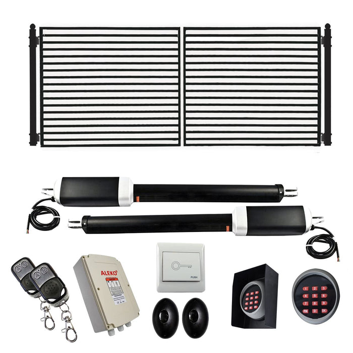 Image of Aleko Automated Steel Dual Swing Driveway Gate and Gate Opener Complete Kit – MILAN Style – 12DMIL1300ACC-AP