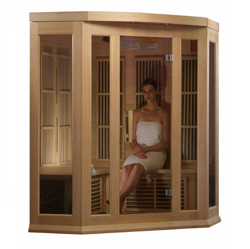 Image of a person in MX-K356-01 Maxxus Low EMF FAR Infrared Sauna Canadian Red Cedar