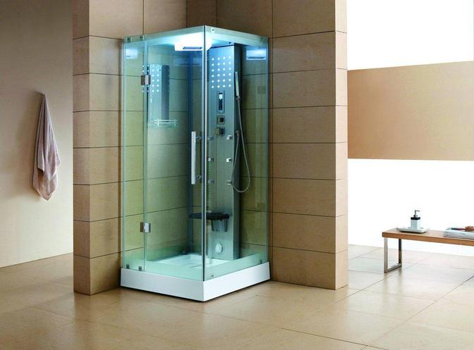 Image of Mesa Blue Glass Steam Shower WS-301A - Exterior view White