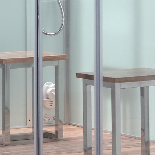 Image of Platinum DZ961 LR White Steam Shower - wooden stool