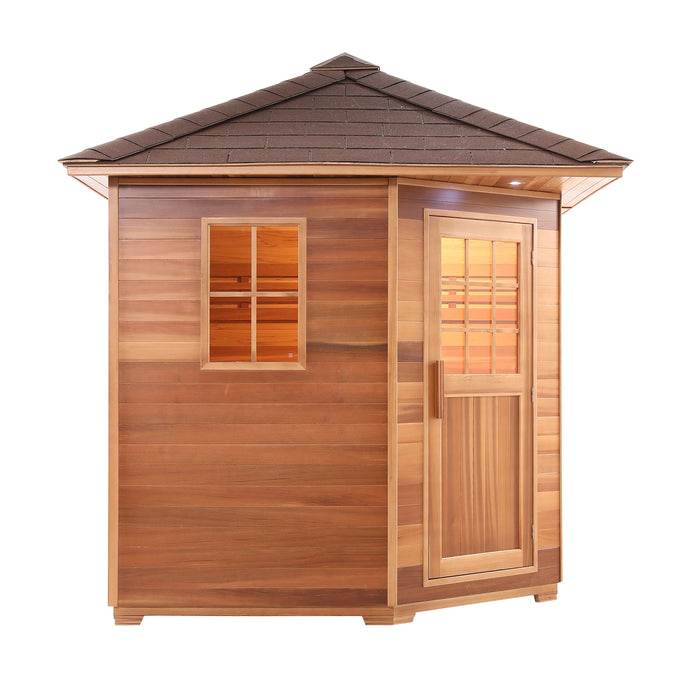Aleko Canadian Cedar Wet Dry Outdoor Sauna with Asphalt Roof SKD8RCED-AP