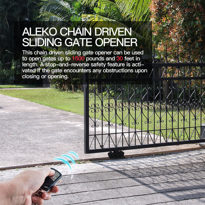 Aleko Set of Sliding Gate Hardware Kit with Gate Opener SLIDEKITAC1500-AP