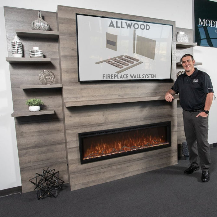 Modern Flames Allwood Wall System for Spectrum Slimline 60" Electric Fireplace (10'W x 8'H)
